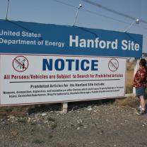 Sign about Hanford site