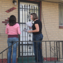 People knocking on a door