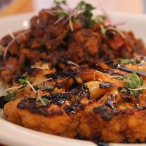 Cauliflower steak and sweet potatoes