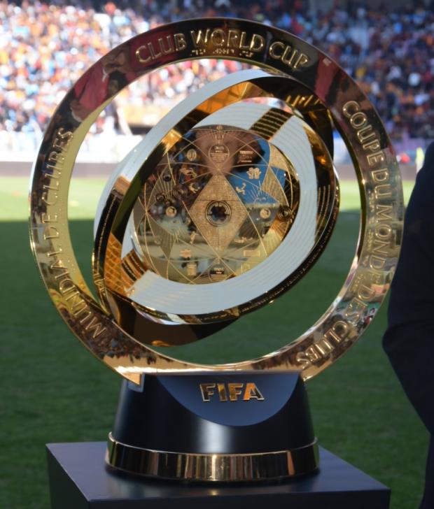  The Club World Cup trophy at the Radès Olympic Stadium 