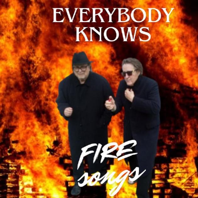 Bob and Dan walking away from a fire