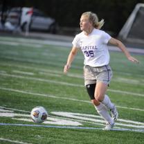 Woman playing soccer