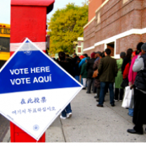 People standing in line to vote