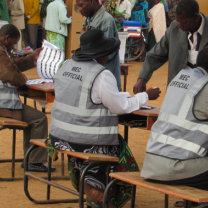 People at voting site in Africa